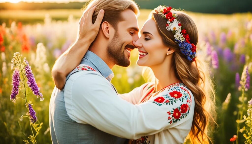 Belarusian couple embracing